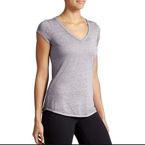 Athleta Easy V Sugar Wash Burnout Tee Shirt Grey